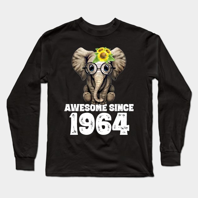 Awesome since 1964 56 Years Old Bday Gift 56th Birthday Long Sleeve T-Shirt by DoorTees